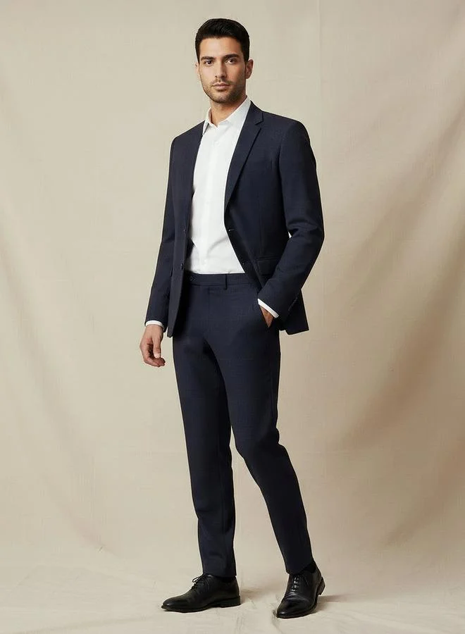 Splash FAV NAVY Slim Fit Dobby Flexi Waist Formal Trousers for Men | Best Price UAE
