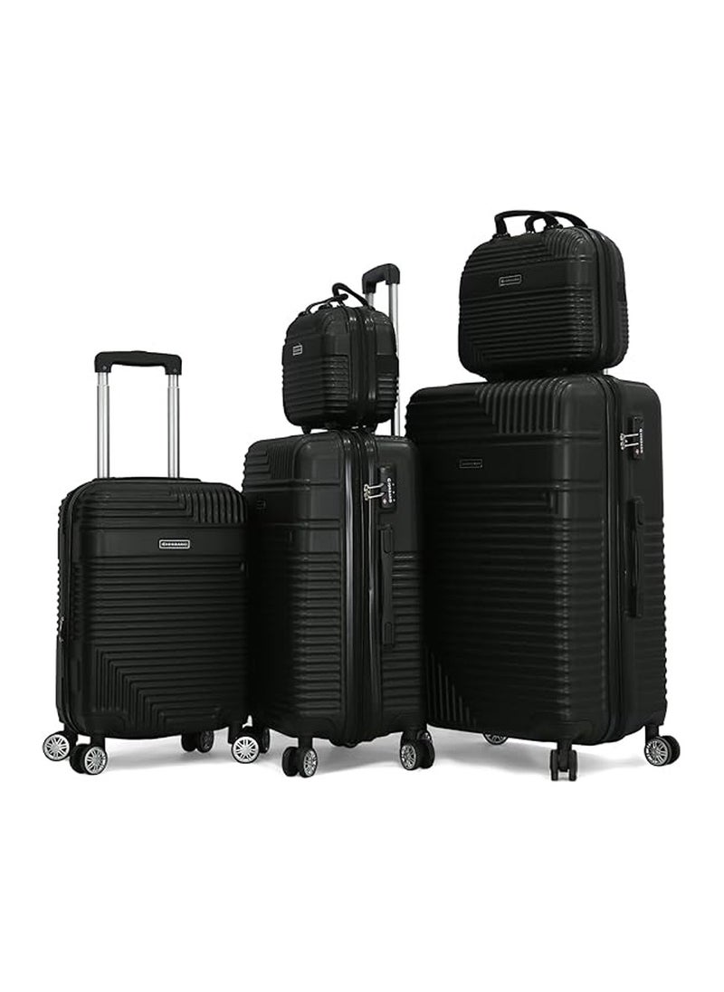 GIORDANO - Hardshell Luggage Double Spinner Trolley Bag 5 Pieces Set,Black (BC-12",BC-14",S-20",M-24",L-28") - Image 1