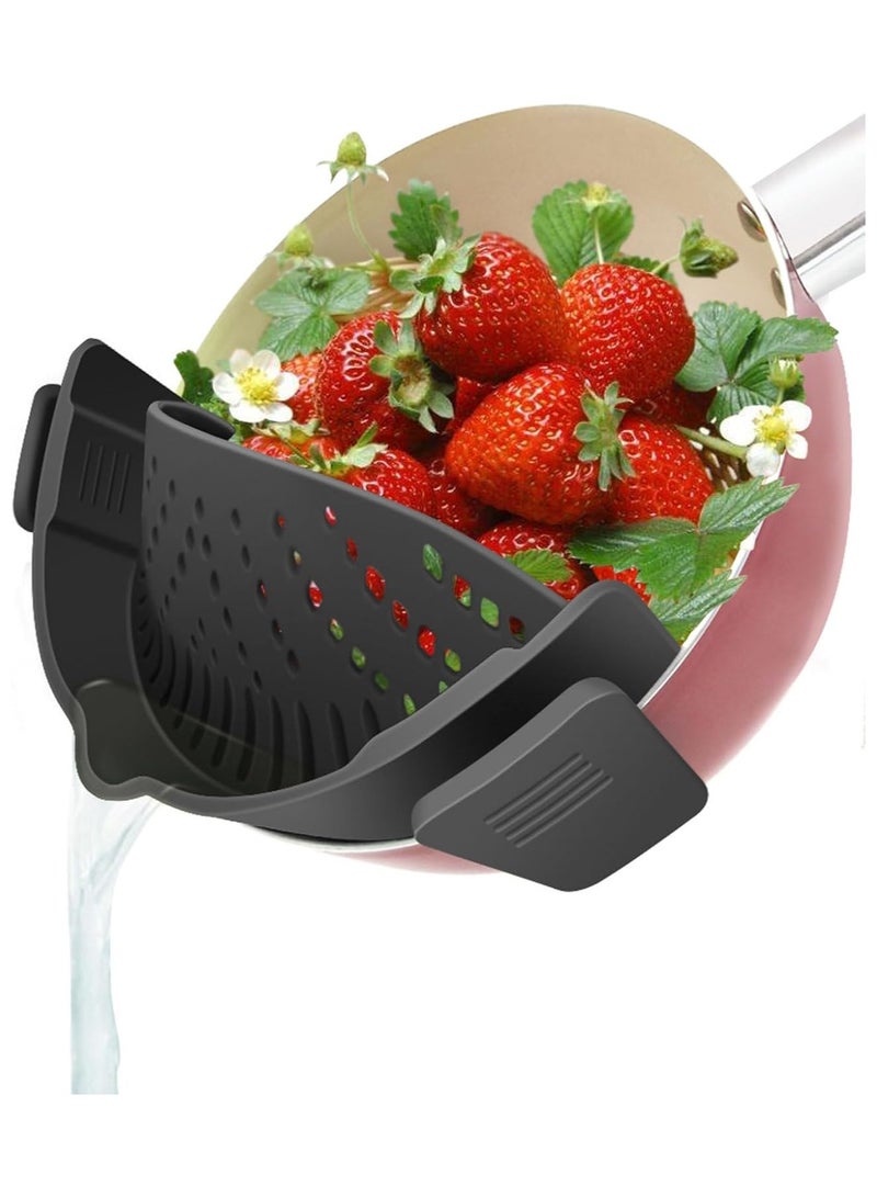 دوغي منخل سيليكون قابل للربط لجميع القدور والمقالي، منخل لتصفية المعكرونة مربوط بالطعام لتصفية اللحوم والخضار والفاكهة سيليكون مصفاة مطبخ - Image 1