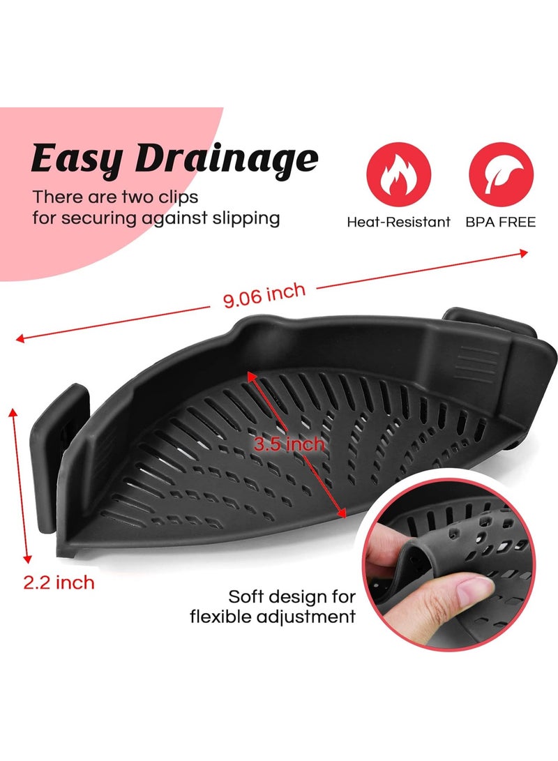 دوغي منخل سيليكون قابل للربط لجميع القدور والمقالي، منخل لتصفية المعكرونة مربوط بالطعام لتصفية اللحوم والخضار والفاكهة سيليكون مصفاة مطبخ - Image 2