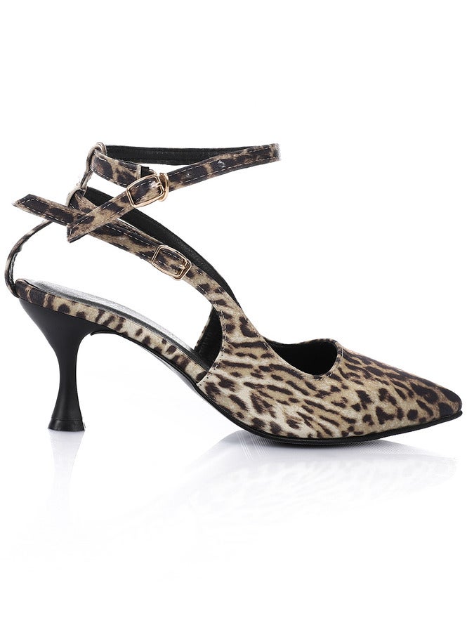 مستر.جو حذاء كعب عالي بطبعة جلد الفهد من مستر جو مع أشرطة للكاحل -3010 - Image 2