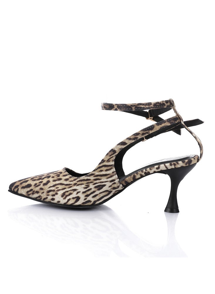 مستر.جو حذاء كعب عالي بطبعة جلد الفهد من مستر جو مع أشرطة للكاحل -3010 - Image 3