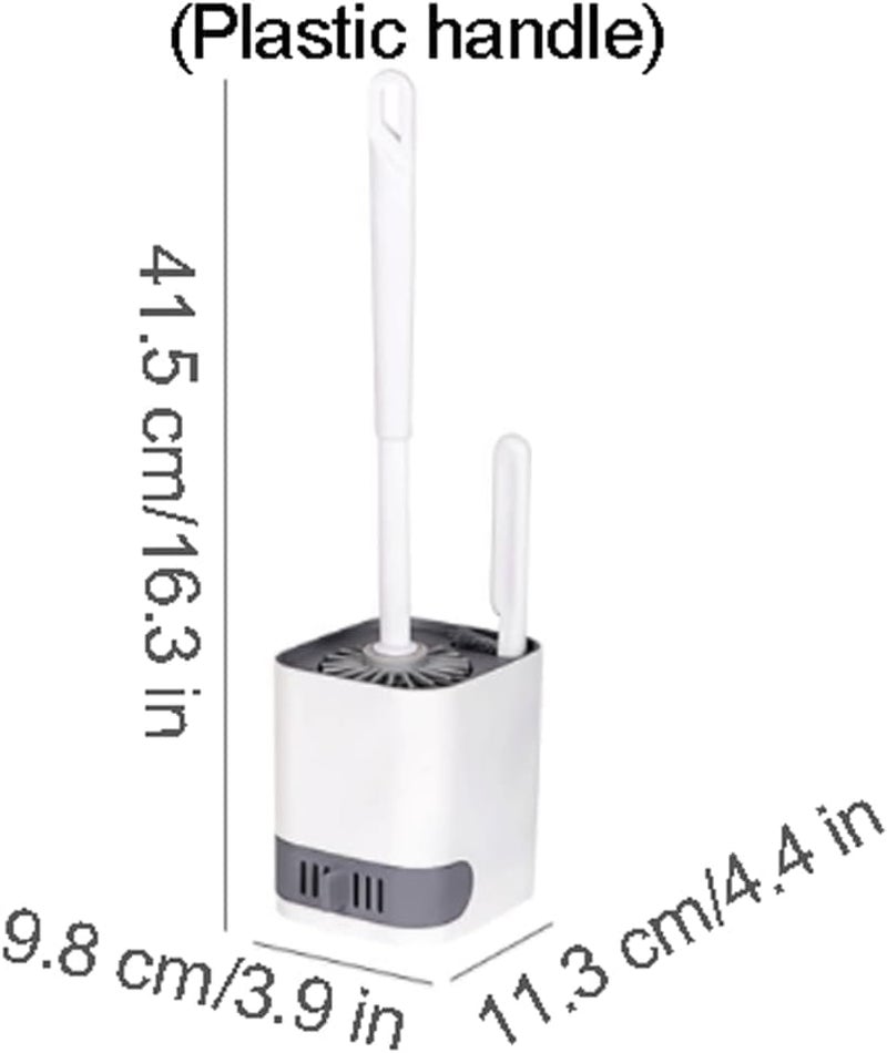 UREVO Soft Wall-Mounted and Floor-Standing Dual Purpose Toilet Brush with Silicone Bristles and Holder - Image 3