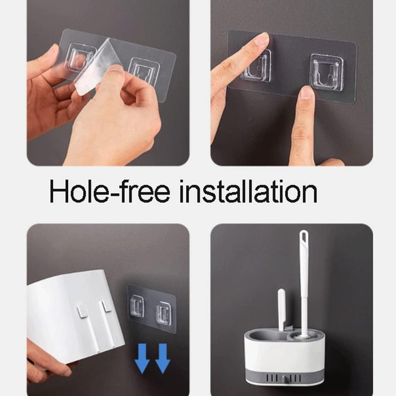 UREVO Soft Wall-Mounted and Floor-Standing Dual Purpose Toilet Brush with Silicone Bristles and Holder - Image 4