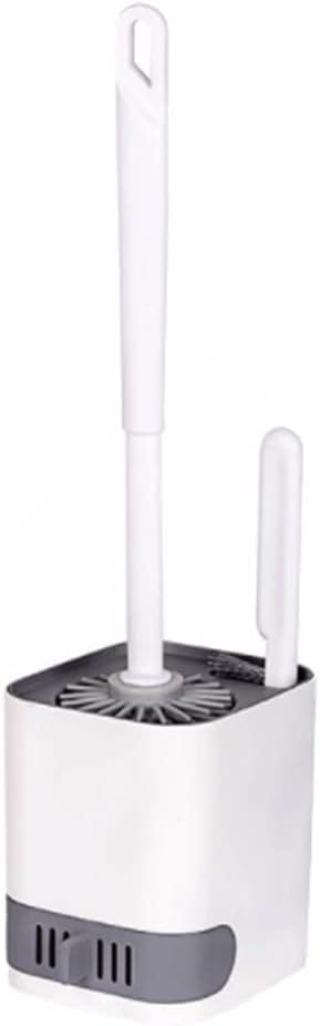 UREVO Soft Wall-Mounted and Floor-Standing Dual Purpose Toilet Brush with Silicone Bristles and Holder - Image 1