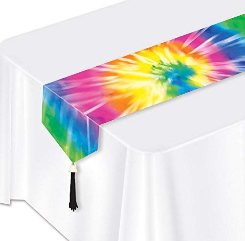 Beistle Printed Glossy Paper 1960s TieDyed Table Runner 60s Groovy Decorations Retro Hippie Theme Party Supplies - Image 3