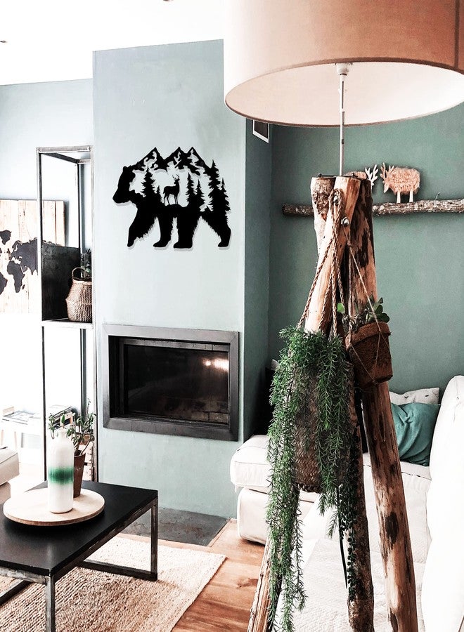 BiaGift Metal Bear Wall Art - Rustic Forest Decor, Hunting Wildlife Pictures, Cabin Living Room Bedroom Decorations, 14 x 8.5 Inch - Image 3