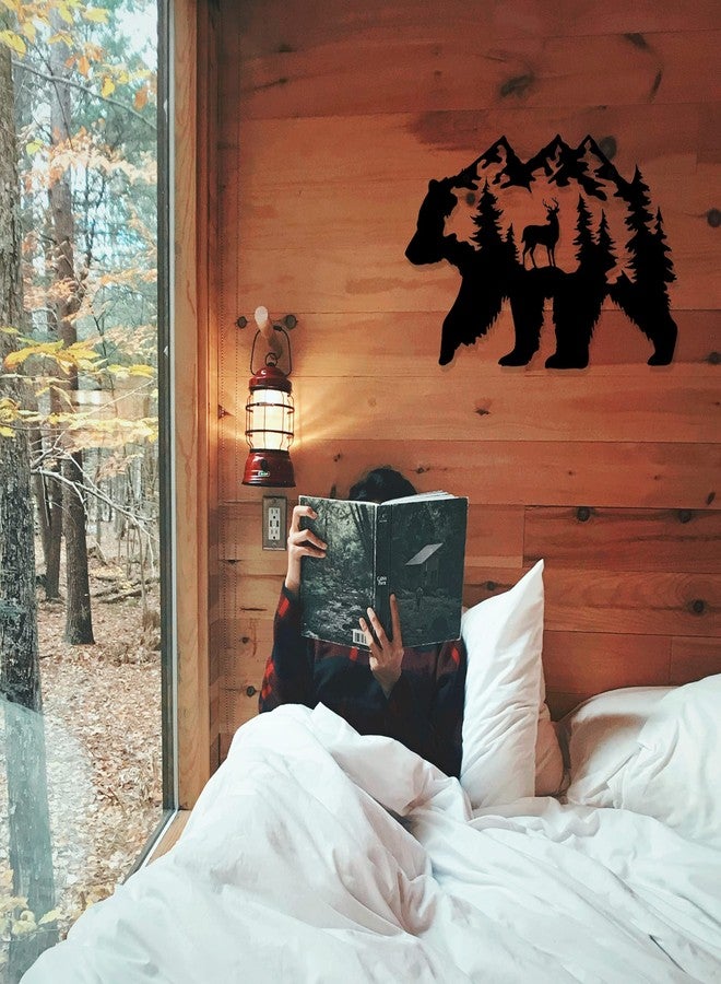 BiaGift Metal Bear Wall Art - Rustic Forest Decor, Hunting Wildlife Pictures, Cabin Living Room Bedroom Decorations, 14 x 8.5 Inch - Image 5