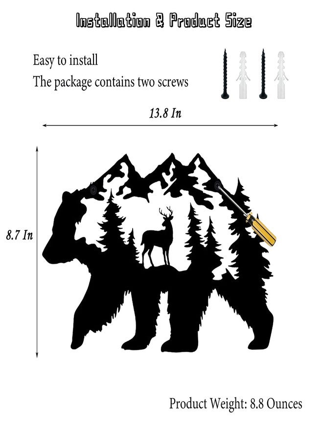 BiaGift Metal Bear Wall Art - Rustic Forest Decor, Hunting Wildlife Pictures, Cabin Living Room Bedroom Decorations, 14 x 8.5 Inch - Image 2