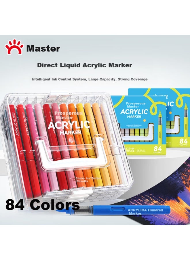 Grasp 84 Colors Acrylic Marker Pens With Soft Tips, Washable, High Coverage, Ideal For Students, Artists, Watercolor Layering Box, Birthday Gift, Children'S Day Gift For Girls