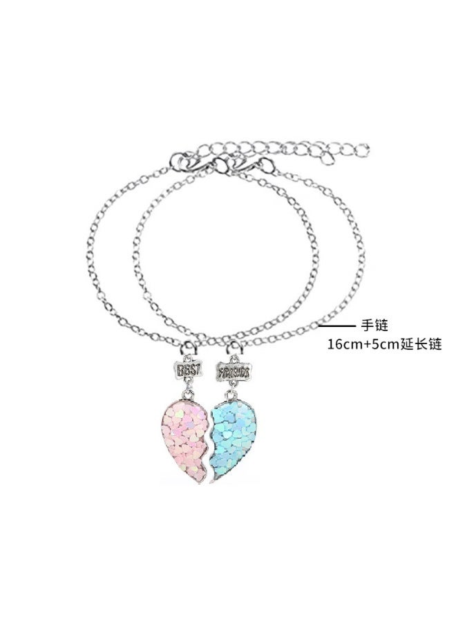 Europe And The United States Drop Glue Cartoon Alloy elry New Sequins Love-shaped Good Friend Children's Necklace Set