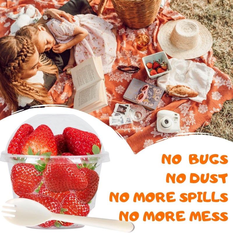 Aatriet 10 oz Clear Plastic Parfait Cups with Dome Lids (NO HOLE) & Sporks  (50 Sets) Disposable Cups/Bowls for Cereal Parfait  Pudding  Snacks  Ice Cream  Yogurt  Dessert  On The Go Plastic Fruit Cup - Image 5