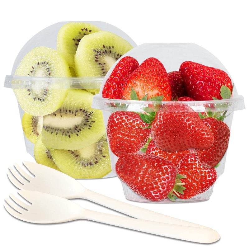 Aatriet 10 oz Clear Plastic Parfait Cups with Dome Lids (NO HOLE) & Sporks  (50 Sets) Disposable Cups/Bowls for Cereal Parfait  Pudding  Snacks  Ice Cream  Yogurt  Dessert  On The Go Plastic Fruit Cup - Image 1