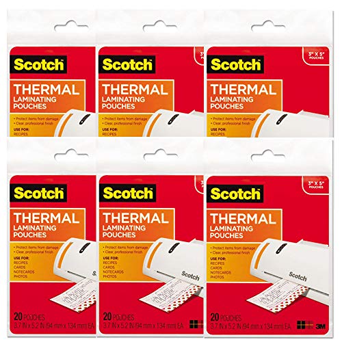 3M Scotch TP590220 Index Card Size Thermal Laminating Pouches, 5 mil, 5 3/8 x 3 3/4, 20/Pack - Image 1