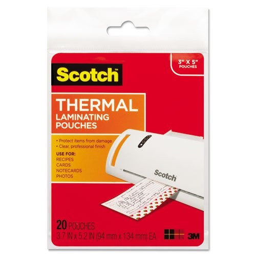 3M Scotch TP590220 Index Card Size Thermal Laminating Pouches, 5 mil, 5 3/8 x 3 3/4, 20/Pack - Image 2