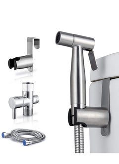 Cool Baby Handheld Bidet Sprayer for Toilet-Adjustable Water Pressure Control with Bidet Hose for Feminine Wash, Stainless Steel Brushed Nickel Cloth Diaper Bidet Toilet Sprayer for Baby Wash  - Image 1