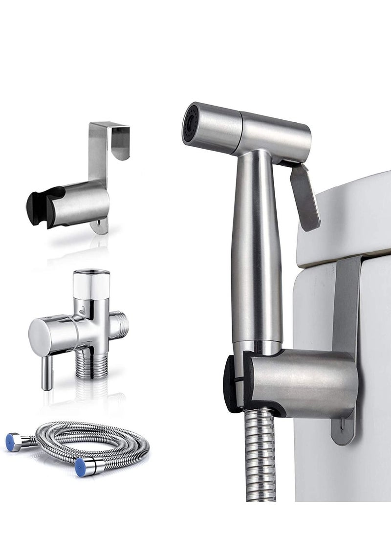 Cool Baby - Handheld Bidet Sprayer for Toilet-Adjustable Water Pressure Control with Bidet Hose for Feminine Wash, Stainless Steel Brushed Nickel Cloth Diaper Bidet Toilet Sprayer for Baby Wash - Image 1