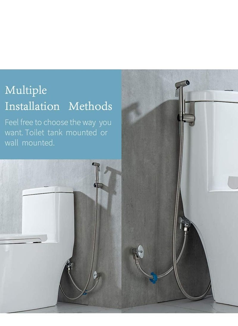 Cool Baby - Handheld Bidet Sprayer for Toilet-Adjustable Water Pressure Control with Bidet Hose for Feminine Wash, Stainless Steel Brushed Nickel Cloth Diaper Bidet Toilet Sprayer for Baby Wash - Image 1