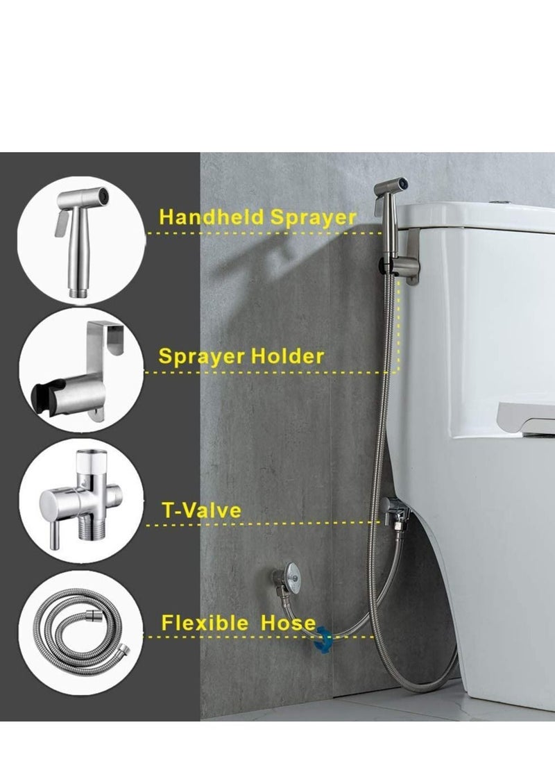Cool Baby - Handheld Bidet Sprayer for Toilet-Adjustable Water Pressure Control with Bidet Hose for Feminine Wash, Stainless Steel Brushed Nickel Cloth Diaper Bidet Toilet Sprayer for Baby Wash - Image 1