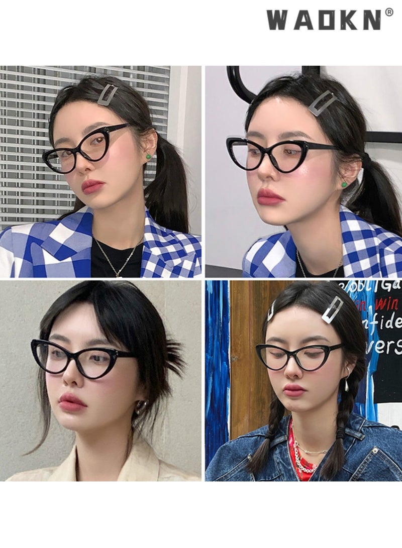 WAOKN Blue Light Blocking Glasses,Black Frame Butterfly Shape PC Eyeglasses, Blue Light Filter Computer Reading Gaming TV Phones Oval Eyeglasses Fashion Anti Eyestrain Headache Eyewear for Men Women Black - Image 5