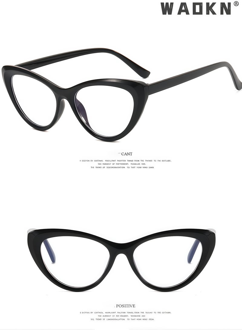WAOKN Blue Light Blocking Glasses,Black Frame Butterfly Shape PC Eyeglasses, Blue Light Filter Computer Reading Gaming TV Phones Oval Eyeglasses Fashion Anti Eyestrain Headache Eyewear for Men Women Black - Image 4