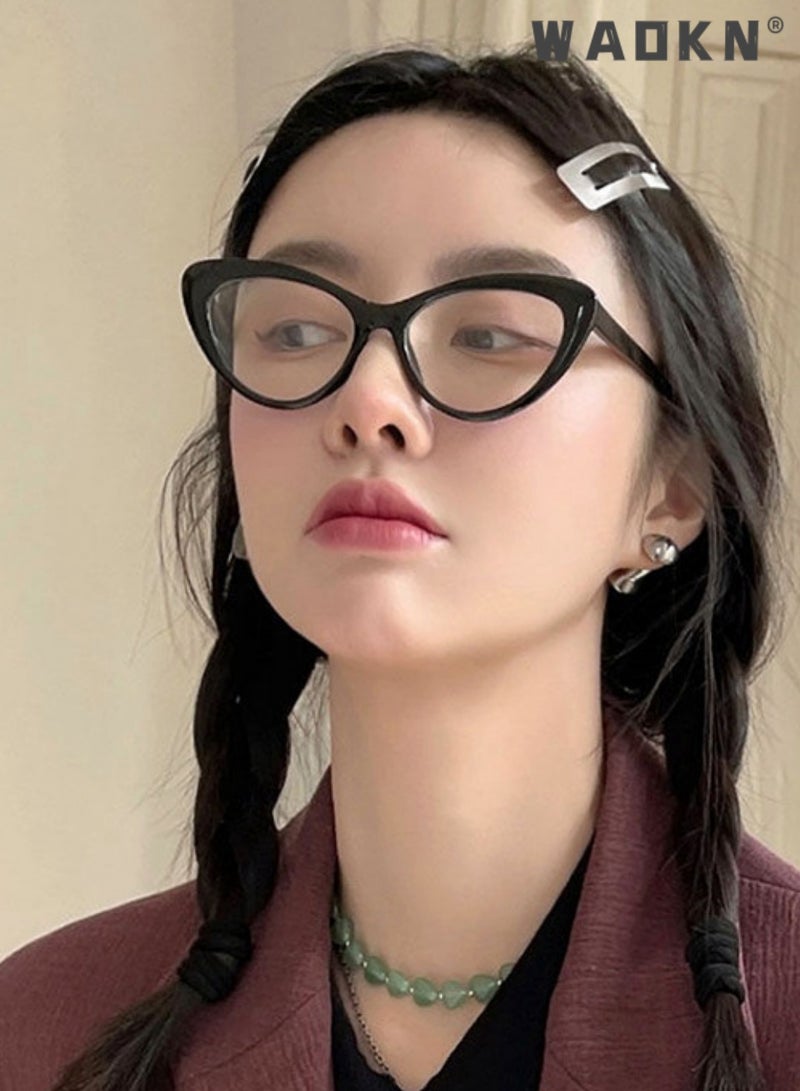 WAOKN Blue Light Blocking Glasses,Black Frame Butterfly Shape PC Eyeglasses, Blue Light Filter Computer Reading Gaming TV Phones Oval Eyeglasses Fashion Anti Eyestrain Headache Eyewear for Men Women Black - Image 2