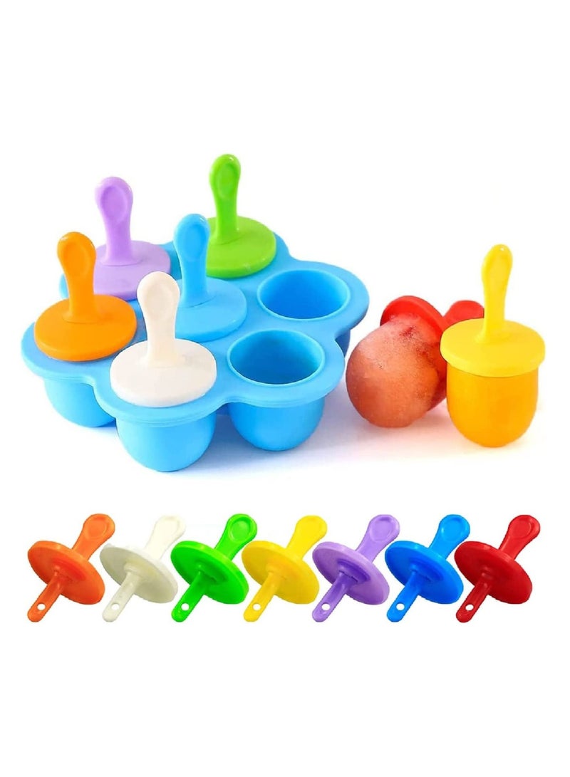 GGEROU Silicone Popsicle Molds, 7-cavity DIY Collapsible Popsicle Molds BPA Free,Reusable,Blue  - Image 1
