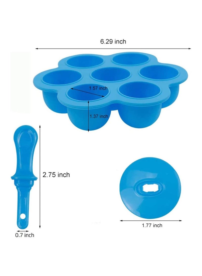 GGEROU Silicone Popsicle Molds, 7-cavity DIY Collapsible Popsicle Molds BPA Free,Reusable,Blue  - Image 2