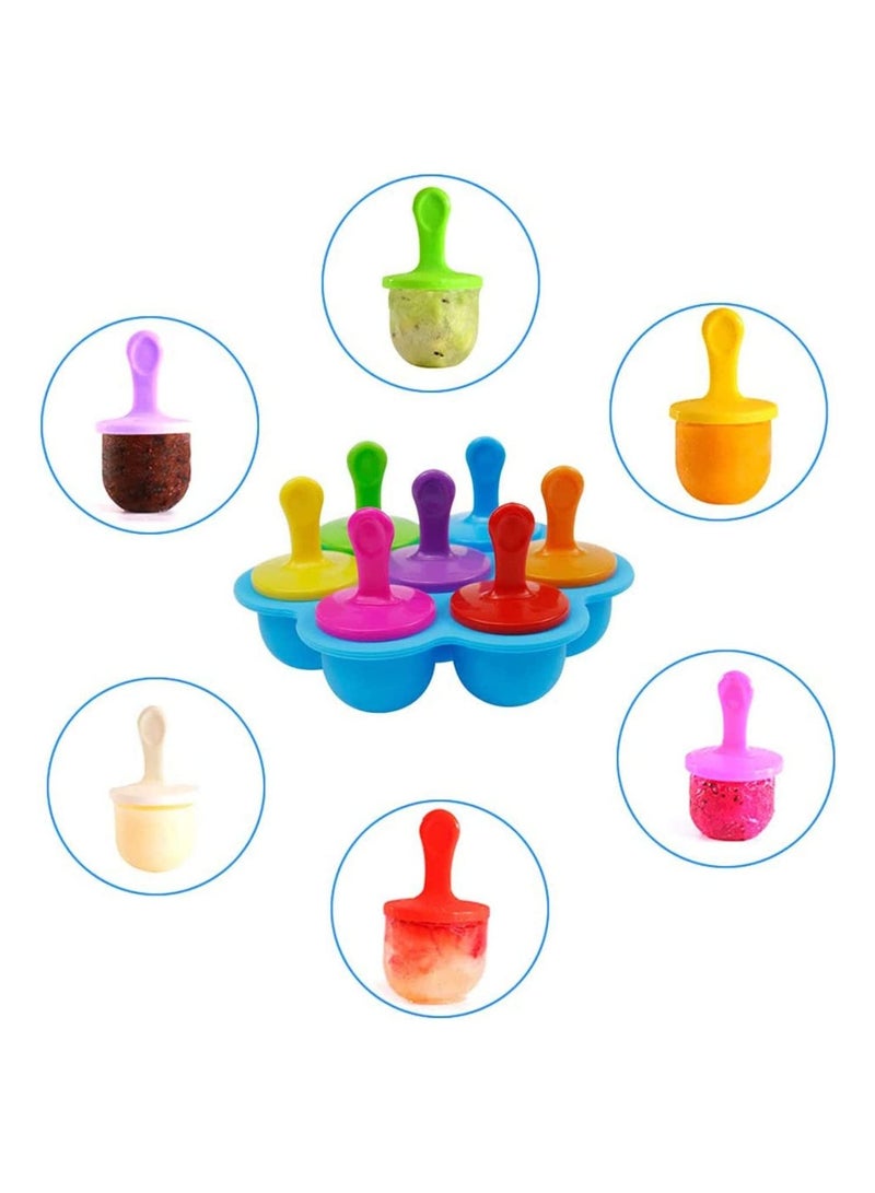 GGEROU Silicone Popsicle Molds, 7-cavity DIY Collapsible Popsicle Molds BPA Free,Reusable,Blue  - Image 5