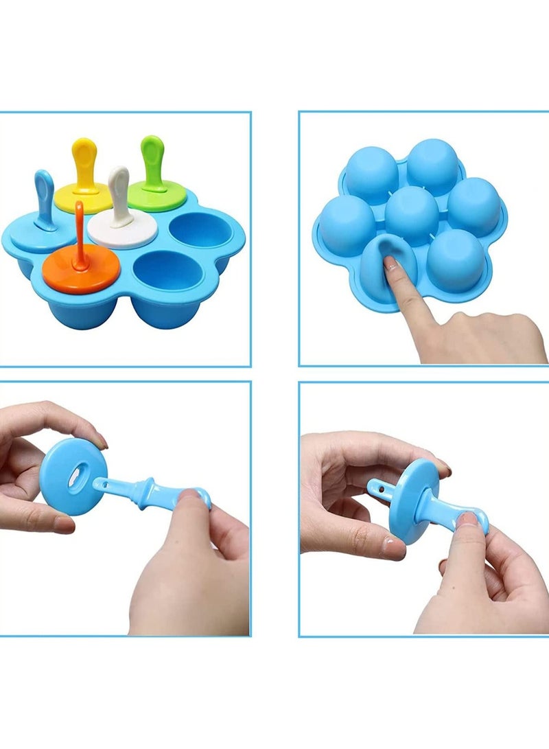 GGEROU Silicone Popsicle Molds, 7-cavity DIY Collapsible Popsicle Molds BPA Free,Reusable,Blue  - Image 4
