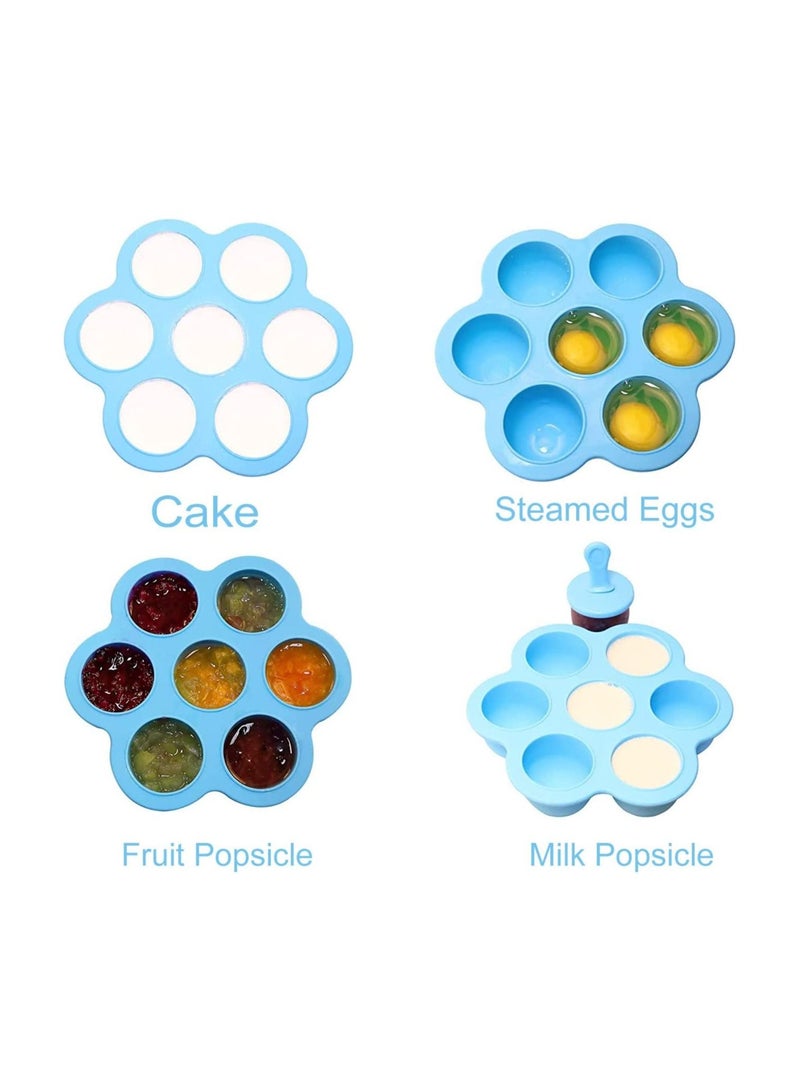 GGEROU Silicone Popsicle Molds, 7-cavity DIY Collapsible Popsicle Molds BPA Free,Reusable,Blue  - Image 3
