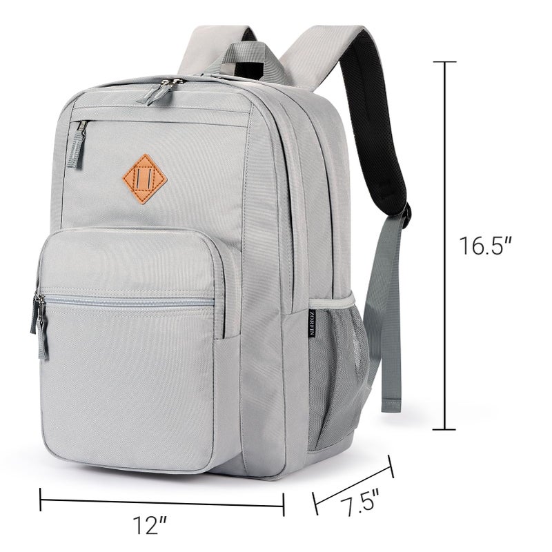 ZORFIN 26L Backpack for College, and Travel: Water Resistant Bookbag - Grey - Image 3