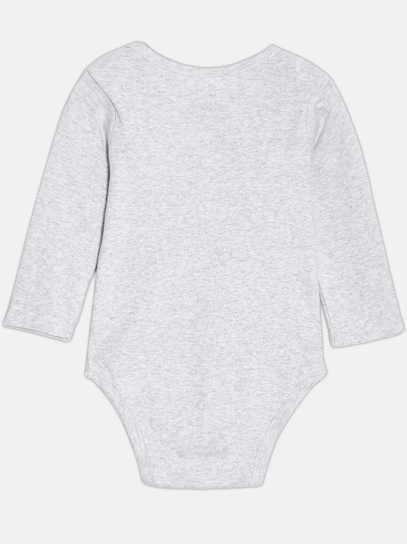 Broon Broon Infant Girls Navy Blue and Grey Printed Pure Organic Cotton Bodysuit Pack of 2