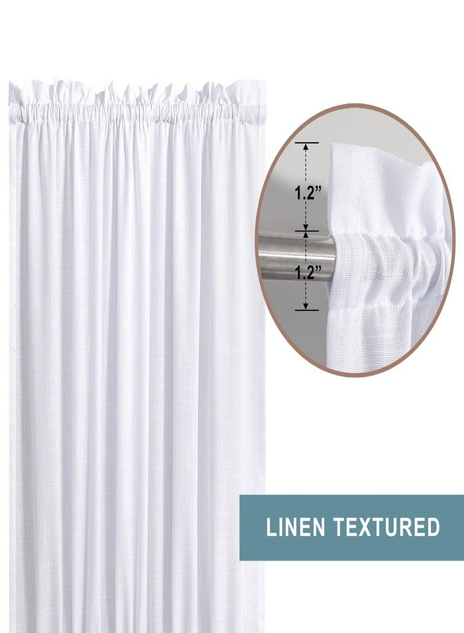 KOUFALL Front Door Curtan for Glass Door Half Window Privacy Protected Light Filtering Rod Pocket Linen Blend Small Curtain Bonus 1 Tie Back 52 x 40 Inch Length Single Panel White - Image 3