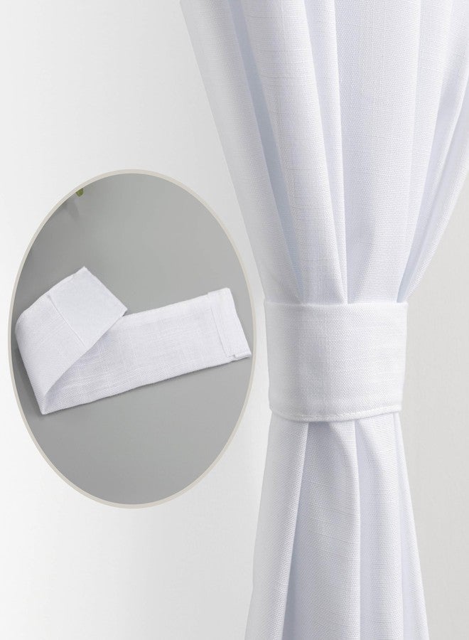 KOUFALL Front Door Curtan for Glass Door Half Window Privacy Protected Light Filtering Rod Pocket Linen Blend Small Curtain Bonus 1 Tie Back 52 x 40 Inch Length Single Panel White - Image 5