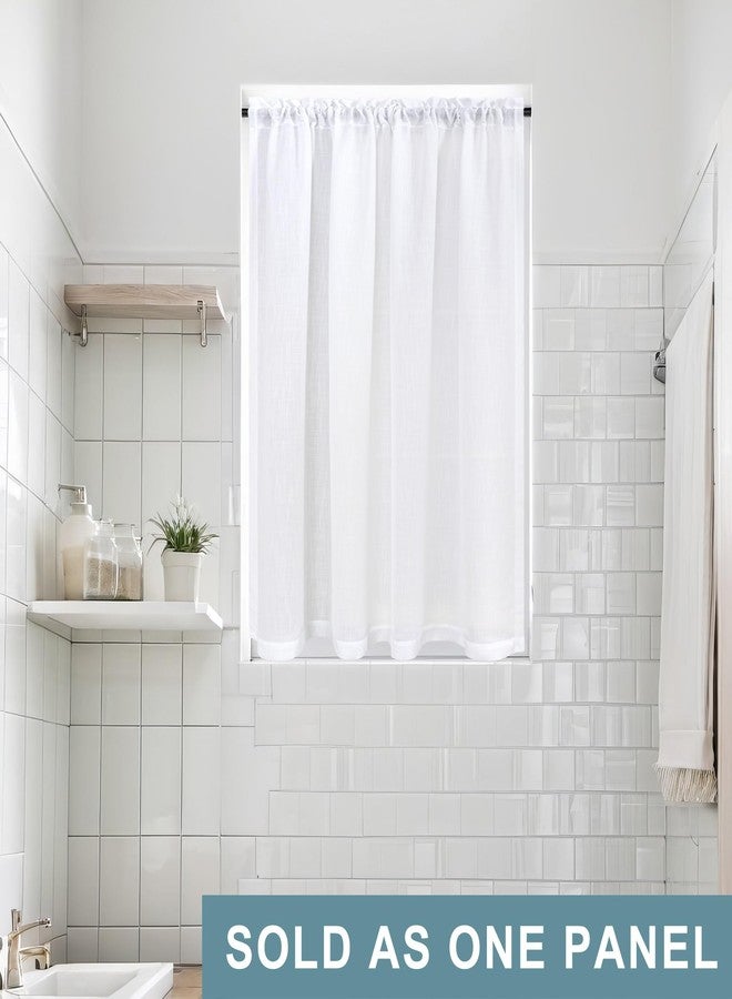 KOUFALL Front Door Curtan for Glass Door Half Window Privacy Protected Light Filtering Rod Pocket Linen Blend Small Curtain Bonus 1 Tie Back 52 x 40 Inch Length Single Panel White - Image 2