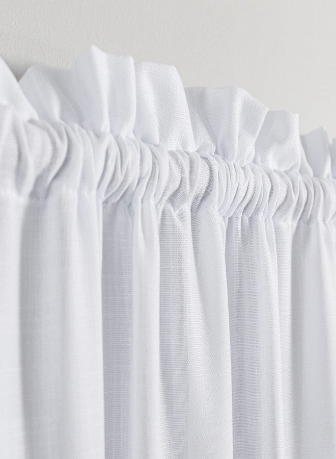 KOUFALL Front Door Curtan for Glass Door Half Window Privacy Protected Light Filtering Rod Pocket Linen Blend Small Curtain Bonus 1 Tie Back 52 x 40 Inch Length Single Panel White - Image 4