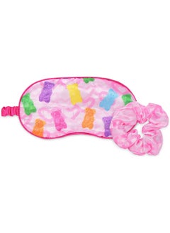 iscream iscream Silky Satin, Fully Lined Sleep Mask and Matching Scrunchy Set - Beary Sweet Gummi Bear 