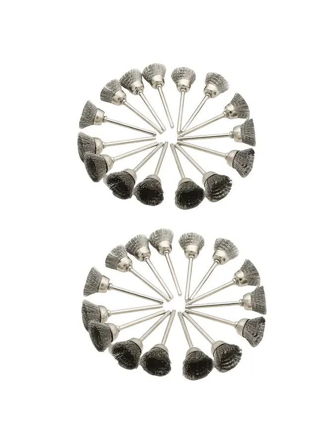 20pcs Silvery Gray Steel Wire Brush Wheel 3mm Shank For Dremel Tools Cleaning - Image 1