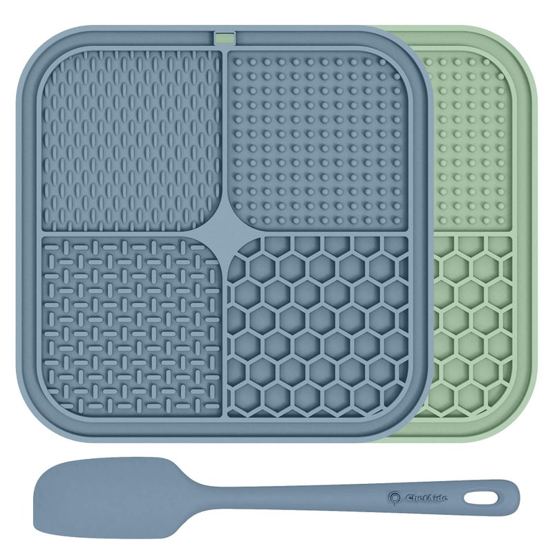 ChefAide 2 Pack Lick Mat for Dogs,Cats,Upgraded 8.5Ã—8.5 inches Licking Mats with Suction Cups,Slow Feeder Licking Pad for Anxiety Relief and Boredom Reducer,Suitable for Dog Training Set 3 - Image 1