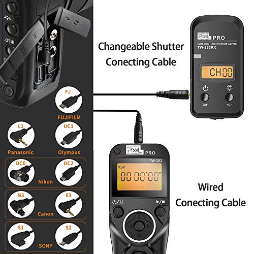 Pixel Wireless Shutter Release Compatible for Nikon, PIXEL 2.4G Remote Shutter Release Cable Wireless Timer Remote Control DC0/DC2 Compatible for Nikon D850 D750 D610 D5300 D3300 D7500 D1 D2 D3 - Image 3