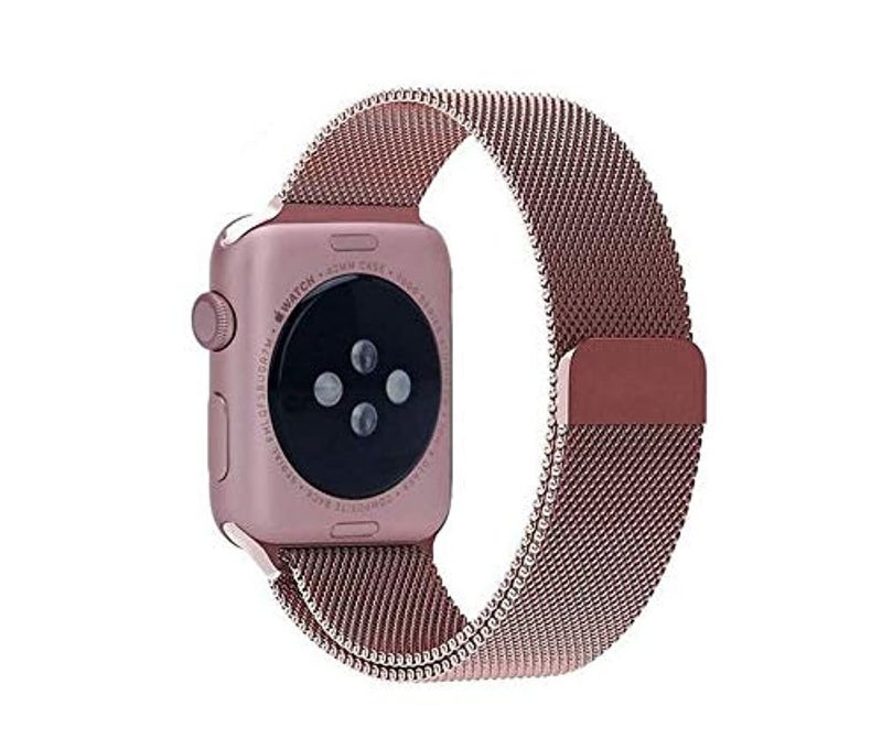 eWINNER Milanese Stainless Steel Loop Strap Compatible with Apple Watch Ultra 2 / Ultra / SE / Series 9–1 (49/45/44/42mm) – Rose Pink Replacement Band - Image 1