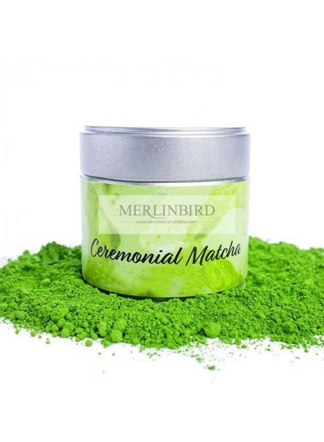 MATCHA 30-gram tin of Merlinbird brand Ceremonial Matcha, a high-quality, finely ground green tea powder from Japan - Image 2