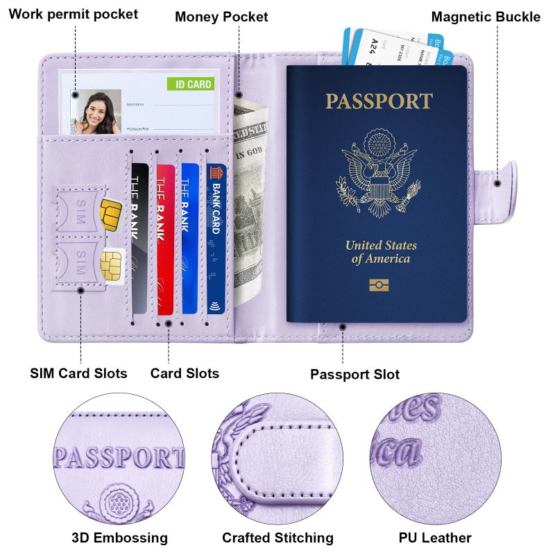 Herain Passport Holder for Travel Cruise Essentials, 2 Pcs Passport Cover Wallet Case Travel Gifts Women Men Family, RFID Passports Book Card Holders Travels Accessories Must Haves - Image 4