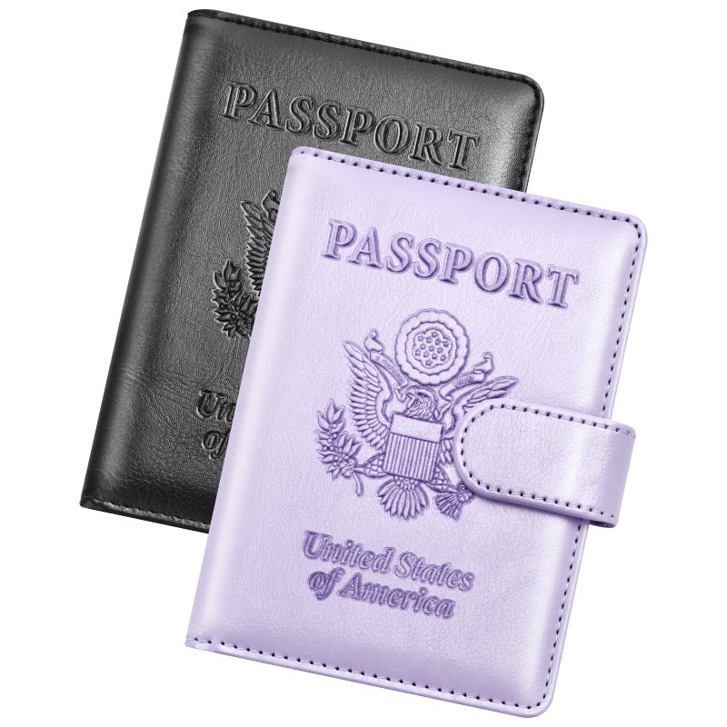 Herain Passport Holder for Travel Cruise Essentials, 2 Pcs Passport Cover Wallet Case Travel Gifts Women Men Family, RFID Passports Book Card Holders Travels Accessories Must Haves - Image 1