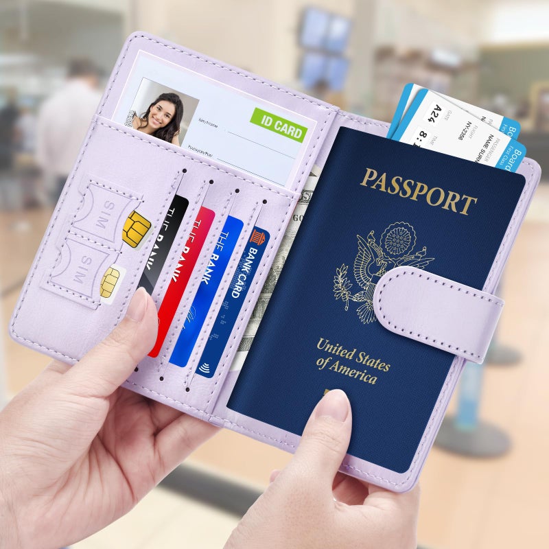 Herain Passport Holder for Travel Cruise Essentials, 2 Pcs Passport Cover Wallet Case Travel Gifts Women Men Family, RFID Passports Book Card Holders Travels Accessories Must Haves - Image 2