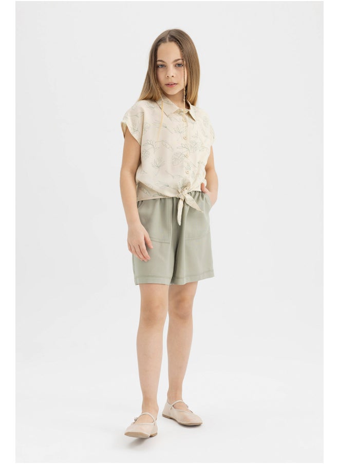 DeFacto - Girl Cropped Fit Woven Short Sleeve Shirt - Image 1