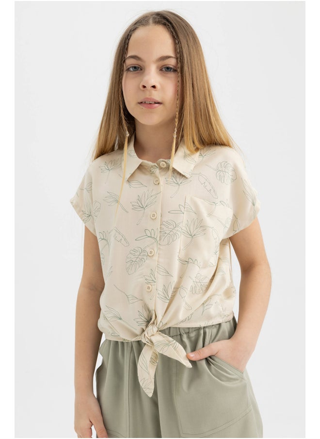DeFacto - Girl Cropped Fit Woven Short Sleeve Shirt - Image 1