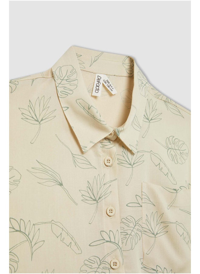 DeFacto - Girl Cropped Fit Woven Short Sleeve Shirt - Image 1