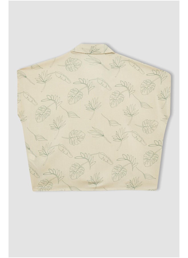 DeFacto - Girl Cropped Fit Woven Short Sleeve Shirt - Image 1